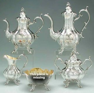 Reed & Barton 1795 Winthrop Silver - Plated 5 - Piece Matching Tea Set,  With Tray