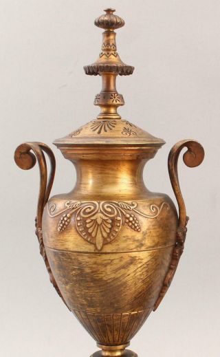 Pair Antique 19thC Victorian Aesthetic Bronze & Slate Mantle Urns,  NR 4