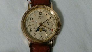 Vintage Citizen Elegance 6350 - G30241 Triple Calendar Moon Phase Watch 3