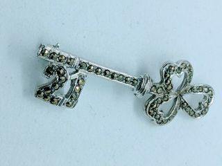 Vintage Silver Marcasite 21 21st Key to the Door Birthday Brooch Pin Jewellery 2