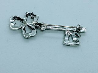 Vintage Silver Marcasite 21 21st Key to the Door Birthday Brooch Pin Jewellery 3