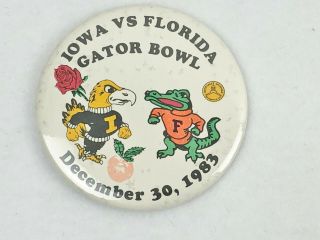 Vintage 1983 Gator Bowl - Iowa Hawkeyes Vs Florida Pinback
