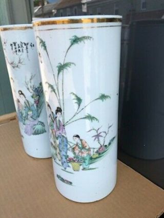 2 MAYBE A PAIR ANTIQUE & OR VINTAGE PAINTED CHINESE PORCELAIN VASE CALLIGRAPHY 5