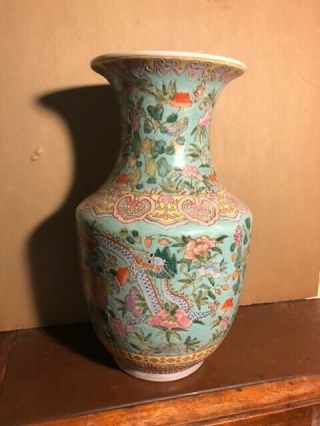 Large App.  15 " Tall Antique Or Vintage Signed Porcelain Pottery Chinese Vase Pot