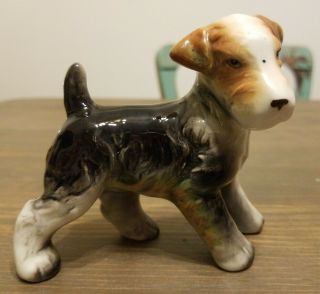 Vintage Wire Haired Fox Terrier Dog Figurine Made In Japan Ceramic