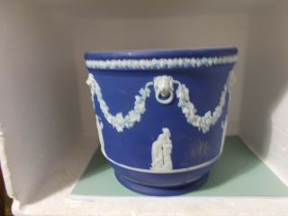 Large Antique Wedgwood Blue Jasper Ware Jardiniere - The Muses (pre 1860)