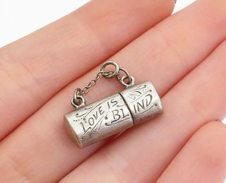 925 Sterling Silver - Vintage Love Is Blind Etched Pendant (opens) - P13904