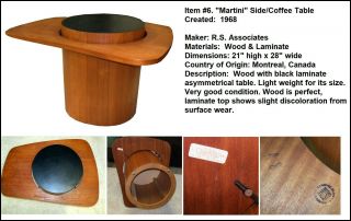 Vintage 60s Teak MARTINI Side Table by RS Associates for 1967 EXPO MCM Space Age 2