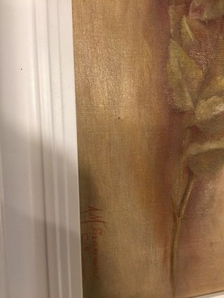 Antique Vintage Shabby Chic Oil Painting.  Signed By Artist.  1900’s 22”x12.  5” 2