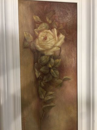 Antique Vintage Shabby Chic Oil Painting.  Signed By Artist.  1900’s 22”x12.  5” 3