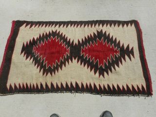 Antique Navajo Rug,  Double Saddle Blanket,  30 " X 53 ",  Native American Weaving
