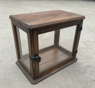 Antique Small Finish Country Store Counter Top Display Showcase Cabinet