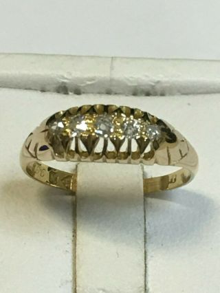 Lovely Antique 18 Carat Yellow Gold 5 Stone Diamond Ring Chester 1913