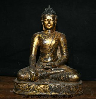 10.  8 " Old Tibet Buddhism Bronze Gilt Shakyamuni Sakyamuni Amitabha Buddha Statue