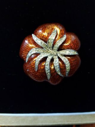 Vintage Judith Leiber " Strawberry " Red Enamel Swarovski Crystal Pin Brooch