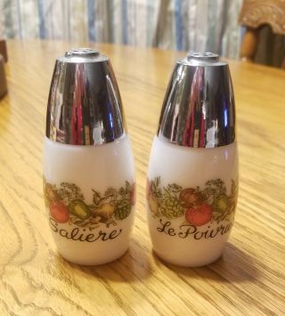Vintage Corning Ware Spice Of Life Salt & Pepper Shakers La Saliere Le Poivrier