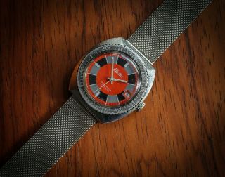 Rare vintage Eletta skin diver swiss made men ' s watch w/ mesh bracelet/strap 2