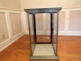 Antique Country Store Wood & Glass Display Cabinet Nickel Silver Trim