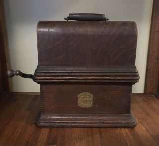 Antique Columbia Graphophone Cylinder Player Phonograph,  Oak Cabinet