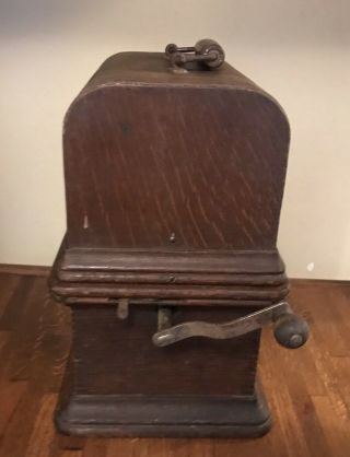 Antique Columbia Graphophone Cylinder Player Phonograph,  Oak Cabinet 3