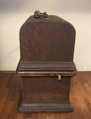 Antique Columbia Graphophone Cylinder Player Phonograph,  Oak Cabinet 6