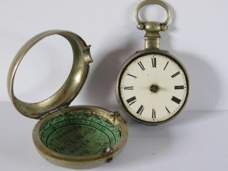Antique Pair Case Solid Silver Verge Fusee Pocket Watch T.  Radford Leeds 8500