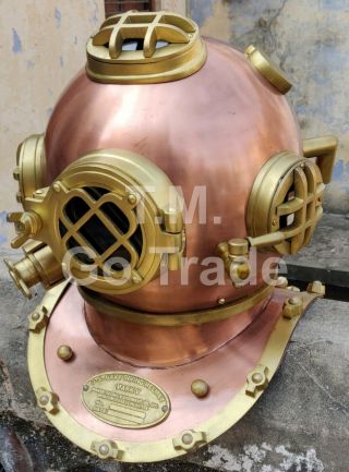Copper Antique Divers Diving Helmet Us Navy Mark V Boston Decorative Marine Gift