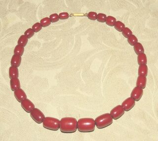 Antique Faturan Cherry Red Amber Bakelite Prayers Beads Necklace 38gr