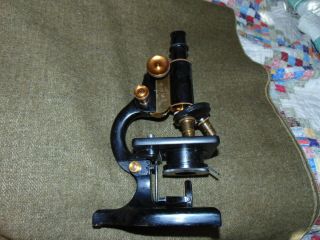 Antique Spencer Buffalo Microscope Carl Zeiss Lens Bausch & Lomb Black & Brass.
