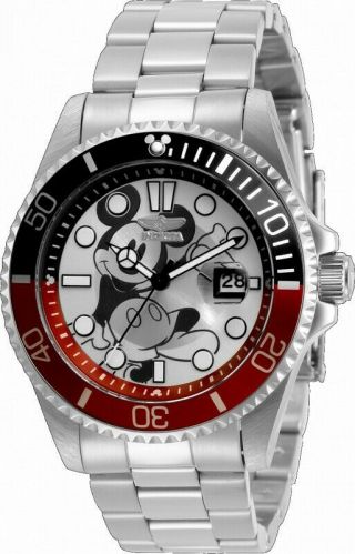 Invicta Mickey Mouse 43mm Silver Ltd Ed 0144/5000 Qtz Stainless Watch 32440