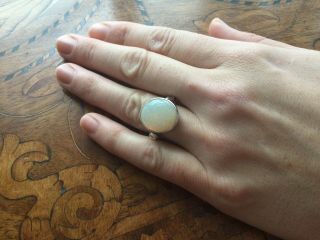 Lovely Antique Art Deco Natural Opal Silver Snakes Ring