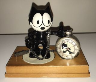 Fossil X Felix The Cat Pocket Watch And Ceramic Statue Stand