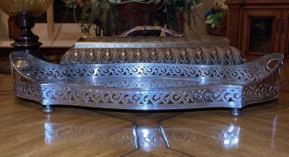 Large Antique English Silver Plate Gallery Tray