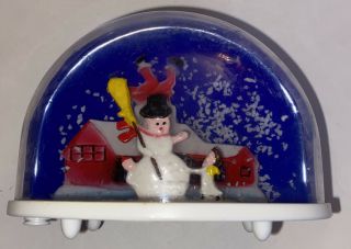 Vintage Christmas Plastic Snow Globe Snow Dome Santa Snowman ☃️ 4 " Wide