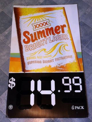 Vintage Xxxx Summer Bright Lager Double Sided Corflute Advertising Display Sign