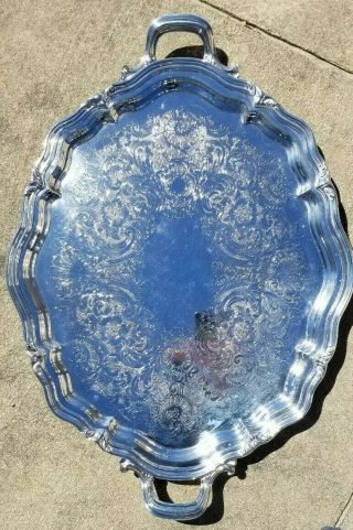 Reed & Barton Winthrop Silver Plated Serving Tray/platter W/feet 1796 25 " X21 "