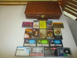 Vintage Pleather Cassette Tape Holder Carry Case 24 Slot,  17 Cassettes