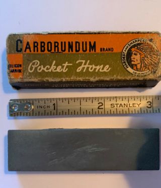 Carborundum Pocket Hone 149 Knife Razor Sharpening Stone Native American Vintage