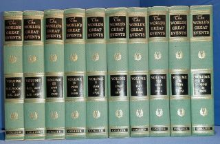 Vintage Full Set Of 10 Illustrated Volumes The Worlds Great Events Collier 1950