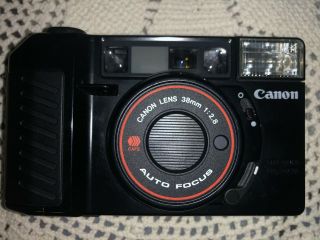 Vintage Canon Sure Shot Cafs 38mm 1:2.  8 Auto Focus 35mm Camera W/case Parts