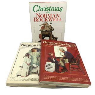 Vintage Norman Rockwell And The Saturday Evening Post 2 Volumes,  Christmas Book