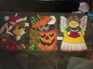 Vintage 80s Mccrory Christmas Pot Holders Wall Hangers Decorations