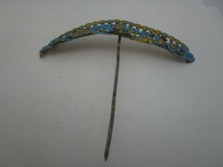Large Qing Dynasty Kingfisher Feather Hair Pin Antique Blue Chinese Tian Tsui