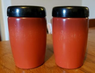 Salt And Pepper Shakers Vintage Aluminum West Bend Orange Red 4 "