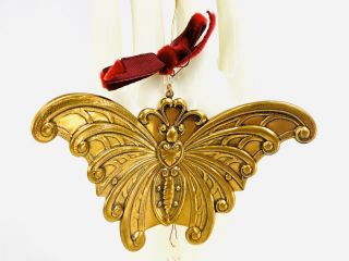 Vintage Butterfly Christmas Ornament 3” Brass Metal Highly Detailed Moth 010