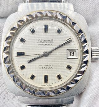 Vintage A.  Marchand Automatic 25j Swiss Eta Movement Watch Steel Case