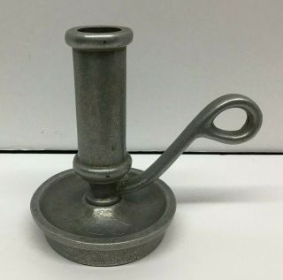 Pewter Vintage Candle Holder With Handle And Wax Catcher