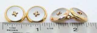 Antique heavy 18K gold 11.  6mm Mother of Pearl double ended button cufflinks 2