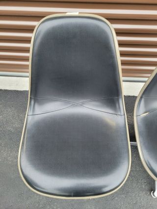 Pair Vintage Herman Miller Eames Naugahyde Fiberglass Shell Chair Swivel Base 1 4