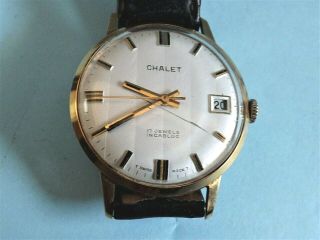 Vintage " Chalet " 17 Jewels Incabloc Swiss Made Mens Mechanical Wristwatch
